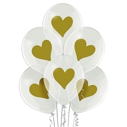 Balony urodziny dekoracja serce złote walentynki 6szt